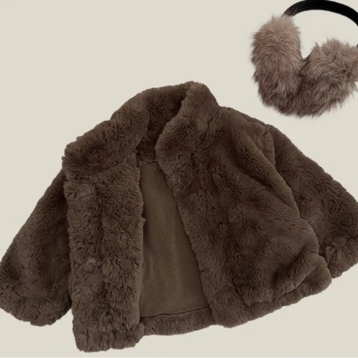 Boys' Coat 2026 Autumn and Winter New Children's Wear Korean Style Boys and Girls Foreign Style Fur Integrated Velvet Warm Coat