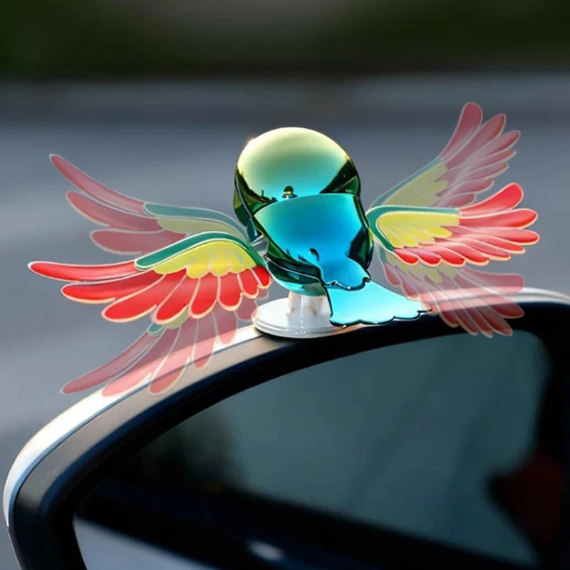 2026 New Simulated Flying Bird Car Ornament Wing Can Swing Wind-Powered Bird in Flight Decor Car Moto Bicycle Decoration