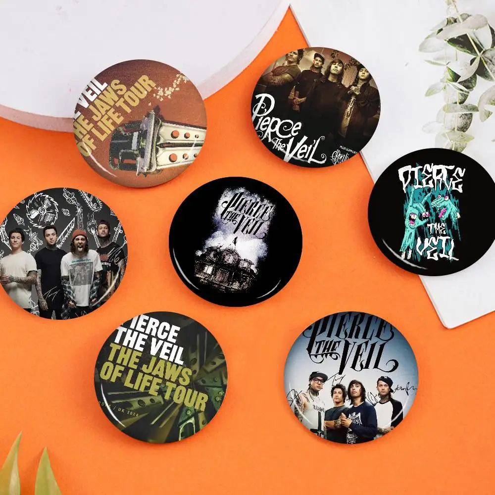 Band P-Pierce The Veil Round Button Pins Slogan Creative Brooches Backpack Clothes Decoration Fashion Cartoon Jewelry Gifts