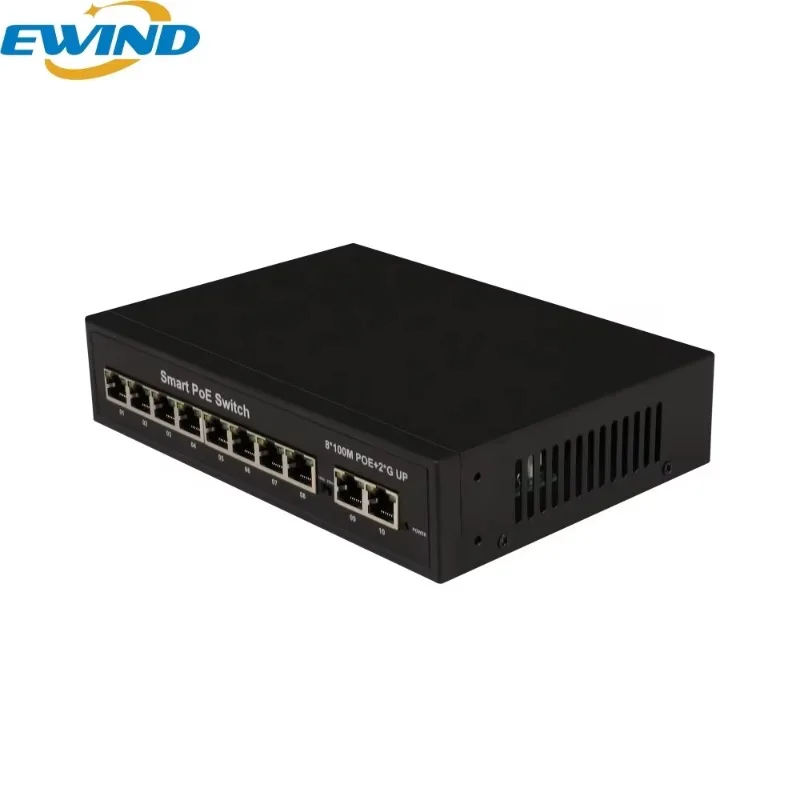 8 Port Gigabit 2 Uplink RJ45 Unmanaged 1000m with VLAN Support Watchdog and  Camera Problem Adapt POE Switch