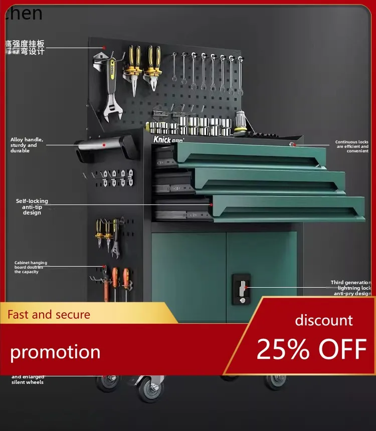 ZML Tool Trolley Mobile Multi-Functional Auto Repair Cabinet Metal Hardware Work Tool Cabinet