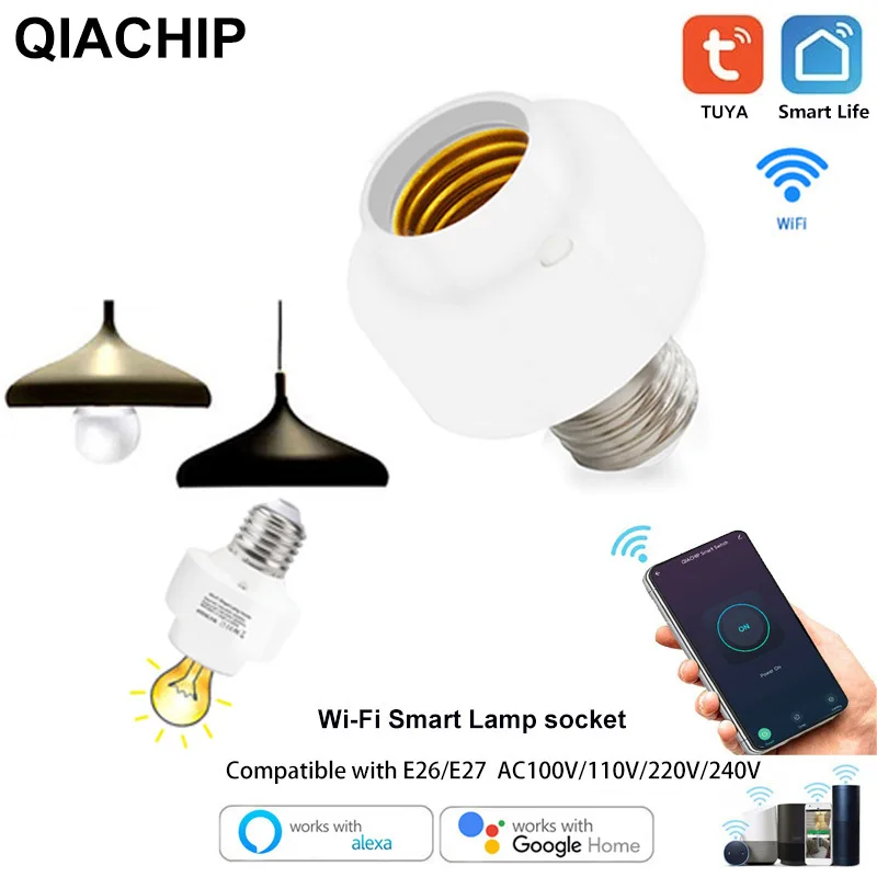 

Tuya Smart WiFi Light Socket Мини-переключатель дистанционного управления Smart Life Держатель лампы E26 E27 Совместим для домашнего освещения Автоматизация