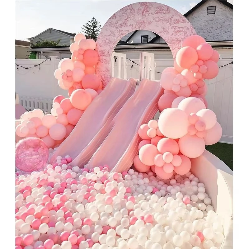 الأطفال الوردي لينة لعب الكرة بركة مجموعة التسلية التجارية في الأماكن المغلقة حفرة الكرة بركة في الهواء الطلق الكرة حفرة مع الشريحة