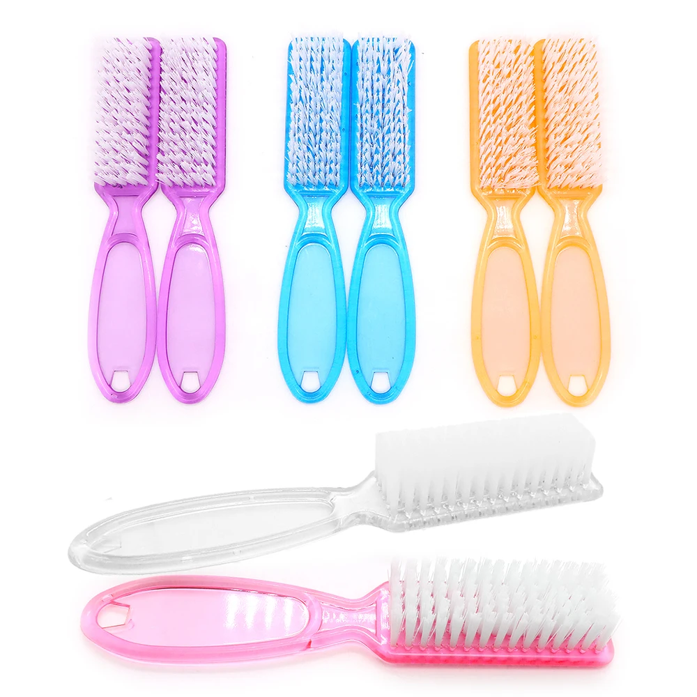 

2pcs Professional Clear Acrylic Nail Brush Straight Handle Nail Art Salon Quality Soft Bristle Manicure Easy-Grip Nail Care Tool