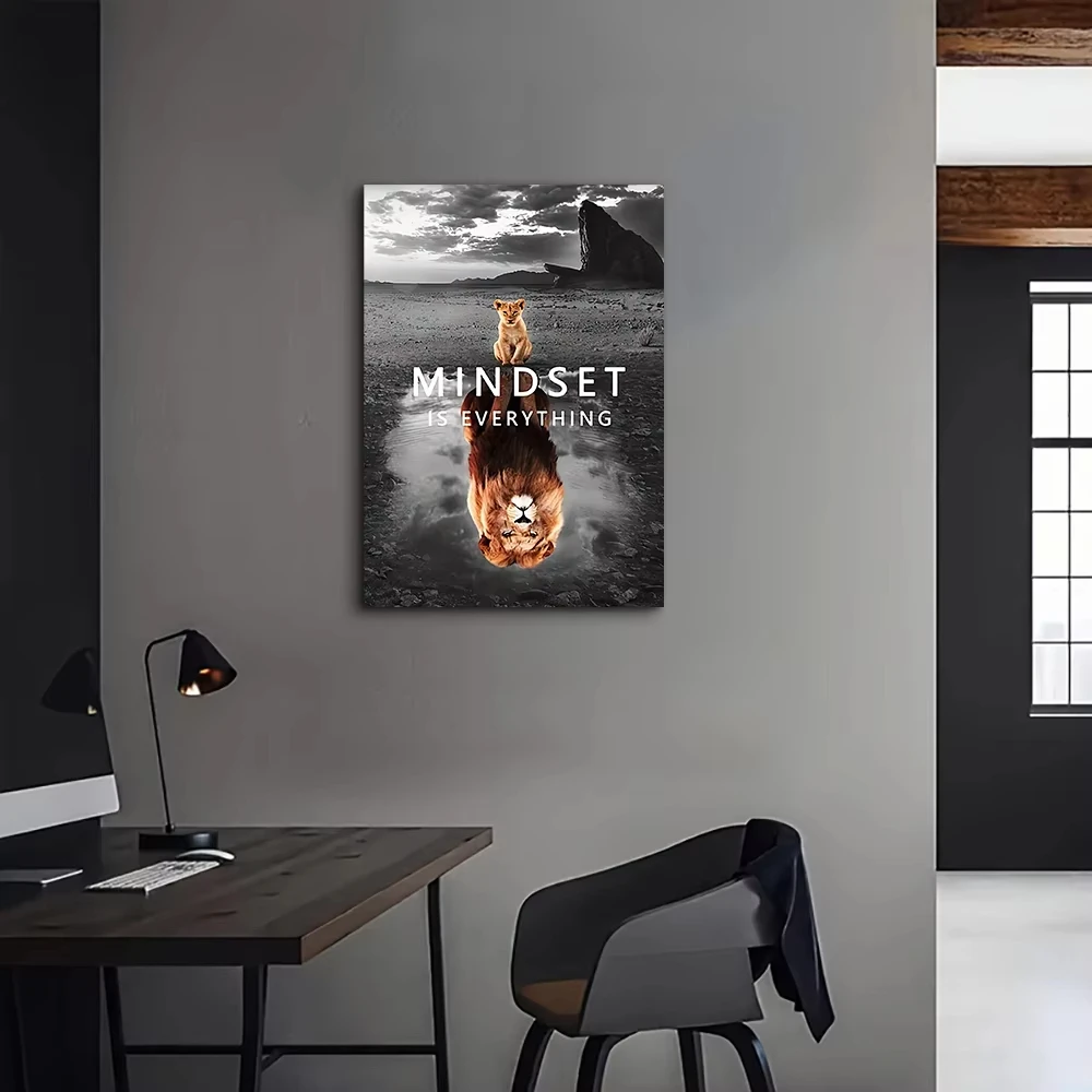 A Classic Simple Animal Art Inspirational Quotes Mindset is Everything Canvas Printed Poster Home Living Room Bedroom Decoration
