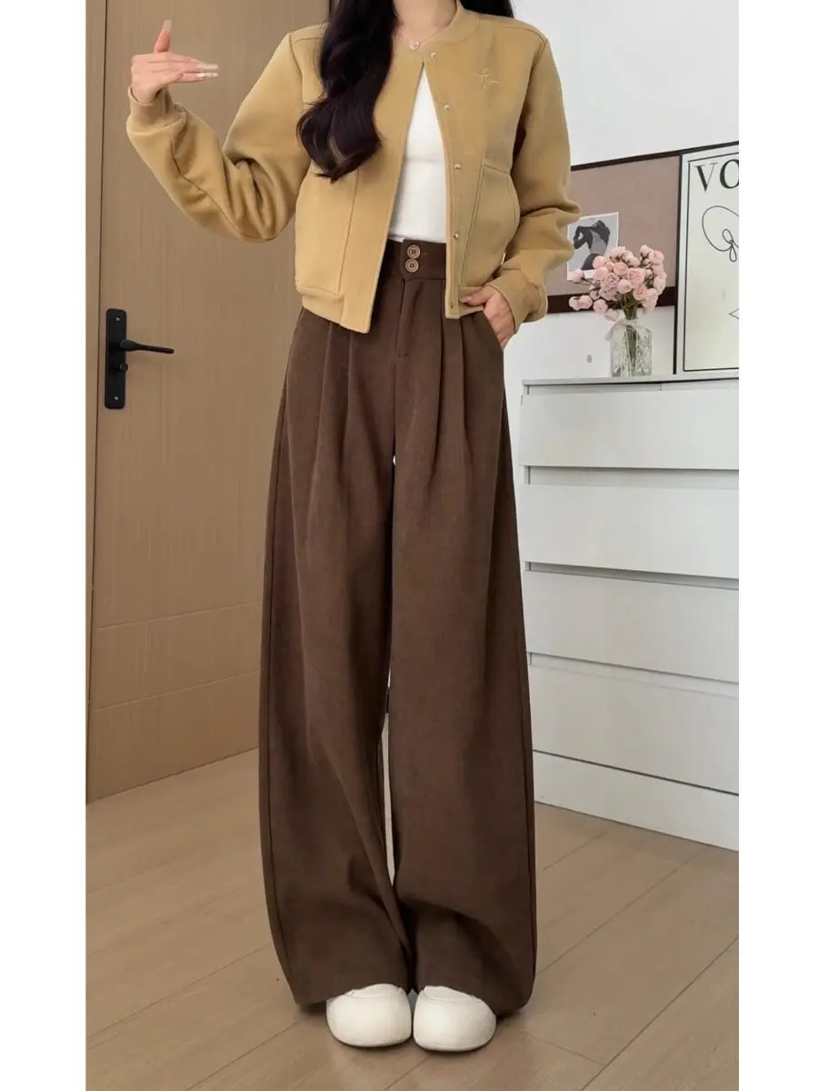2026 New Long Suit Pants Women's Autumn and Winter High Waist Wide Leg Pant for Female Solid Coloor Mopping Trousers U607