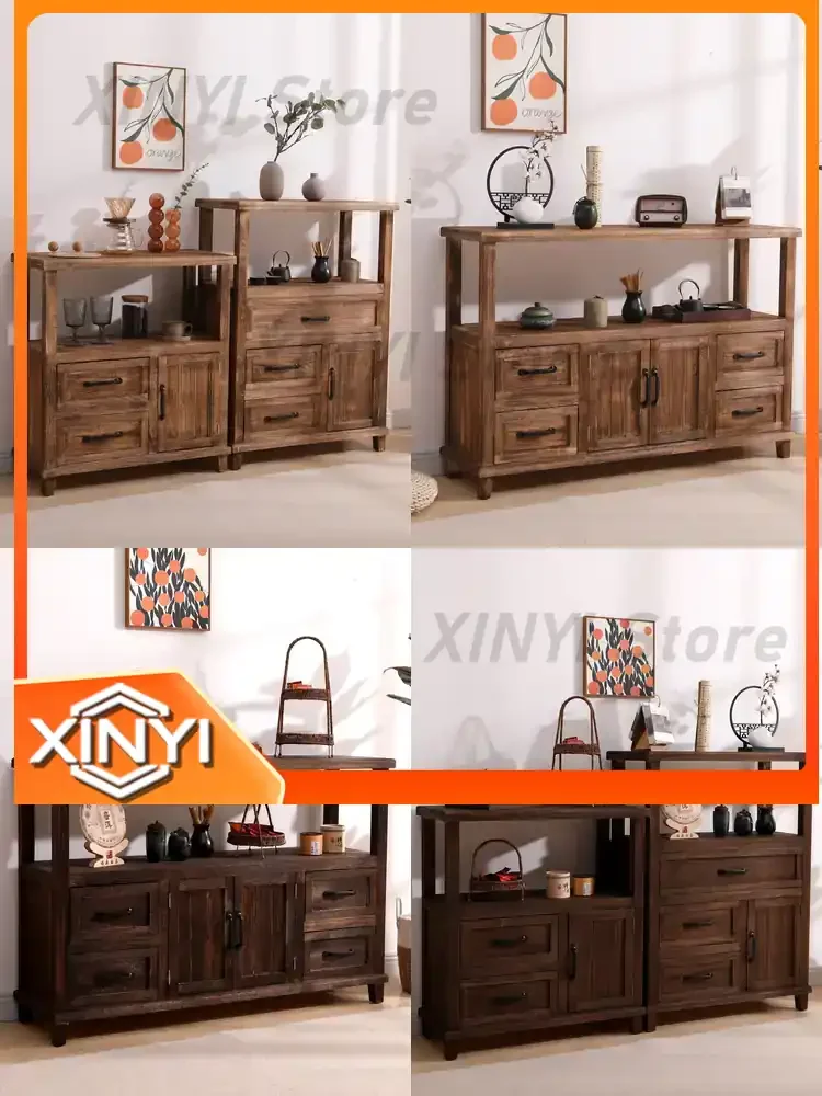 Vintage American Style Sideboard Cabinet for Living Room Tea Station Storage Console Table with Drawers for Entryway Balcony