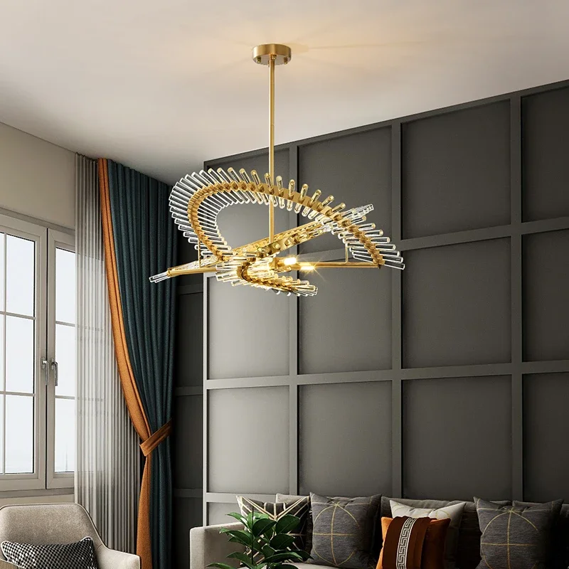 Modern Luxury Round Crystal Chandeliers for Living Dining Bedroom Pendant Lamp Room Decor Lights Lustre Indoor Lighting Fixtures