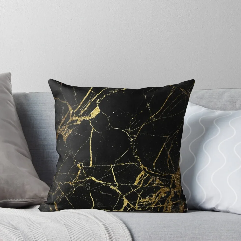 

Black and gold Marble Texture Throw Pillow Pillows Aesthetic Sofa Cushion Cover pillow