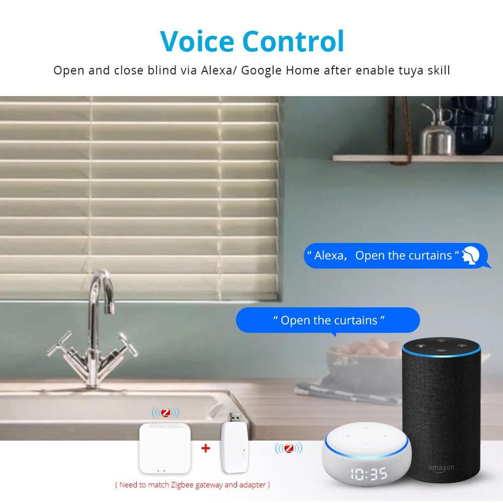 Zemismart-Motor de persiana eléctrica Tuya Zigbee, persianas de aluminio USB para llave electrónica, Motor de persiana motorizada, Alexa y Google