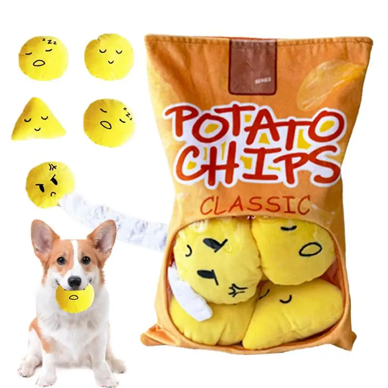 Dog Sniffing Toys Food Treat Sniff Potato Chips Pack Large Medium Dogs Digging Sounding Toy Natural Foraging Skills Brain Game