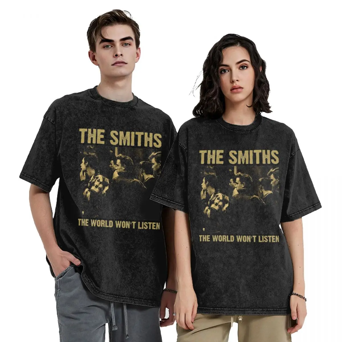 The Smiths World Won\'t Listen T Shirt Hip Hop Washed Harajuku T-Shirt Vintage Men Women Tops Streetwear Printed Tee Shirt