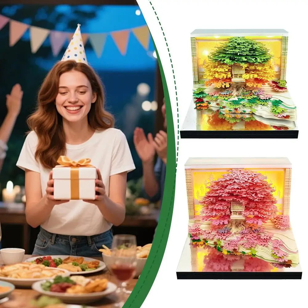 

2026 3D Notepad Sakura Treehouse 3D Memo Pad Block Note Offices Paper Notes Christmas Birthday Novel Gift Desktop Decor