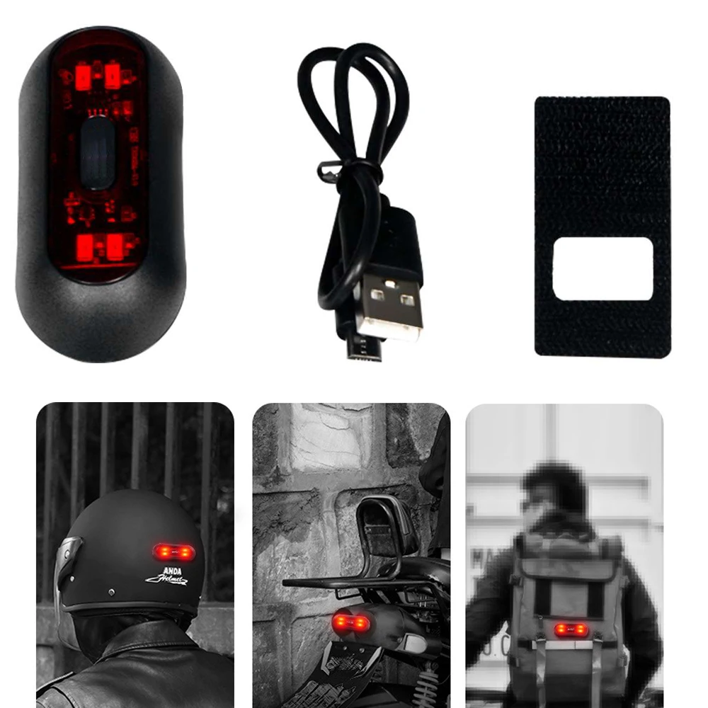 

Motorcycle Helmet LED Warning Light USB Charge Bike Night Safety Signal Light Tail Lamp Waterproof Riding Helmet Flash Lamp LED