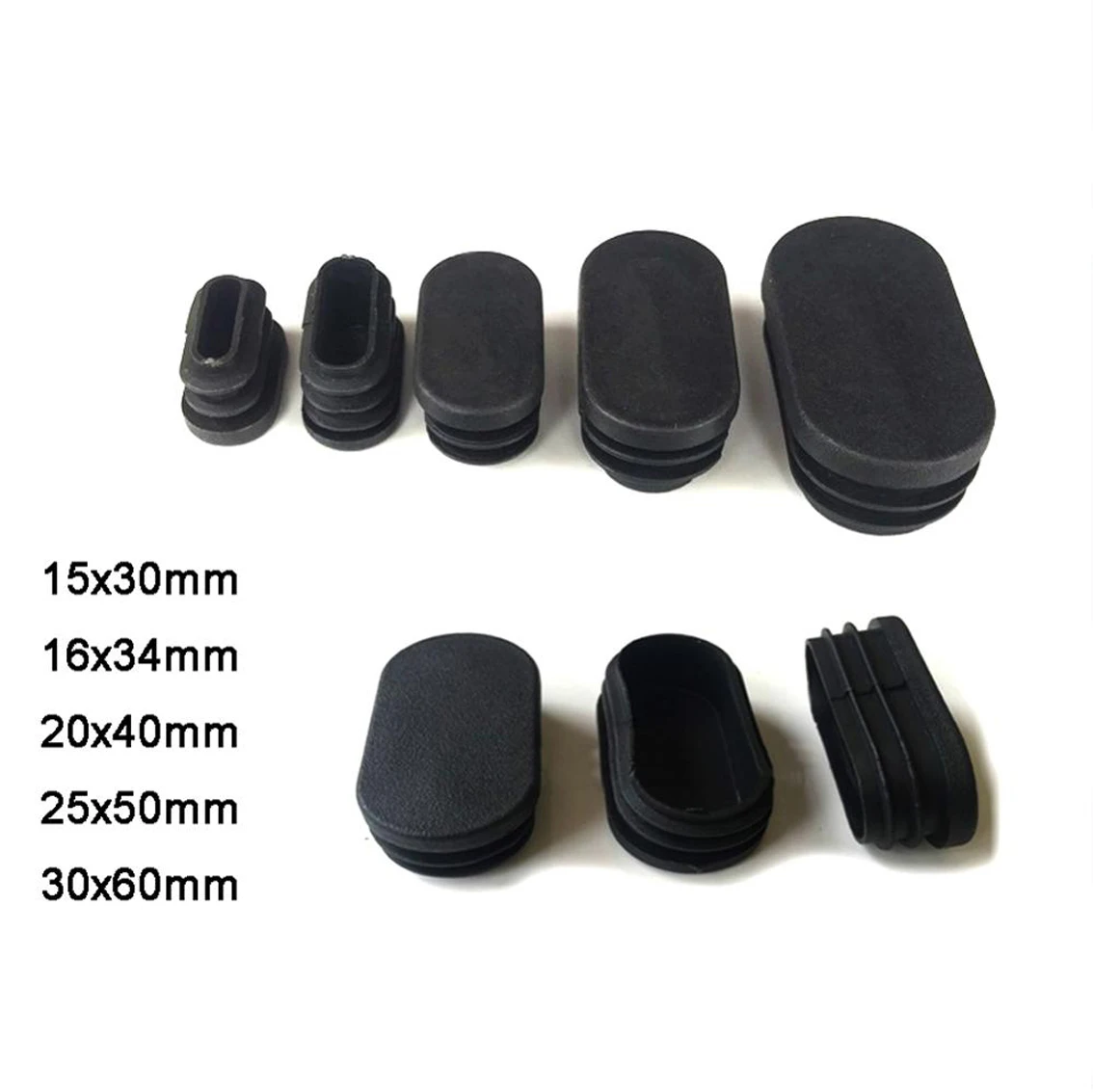 

Oval Black Chair Foot Cover Table and Chair Foot Pad Rubber Leg Cover Inside Plastic Oval Furniture Wear-resistant 2/5/10/20 PCS