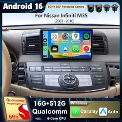 Android 16 Carplay Car Radio For Infiniti M35 2003 - 2010 NISSAN FUGA 2005 - 2010 Multimedia Video Player Navigation GPS Stereo