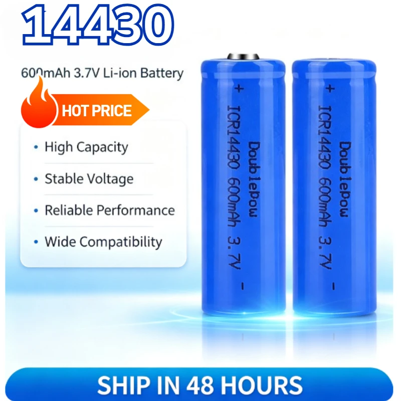 14430  3.7V 600mAh Battery Rechargeable Lithium Batteries Icr14430 for Shaver Speakers Massager Sprayer Beauty Instrument Mouse