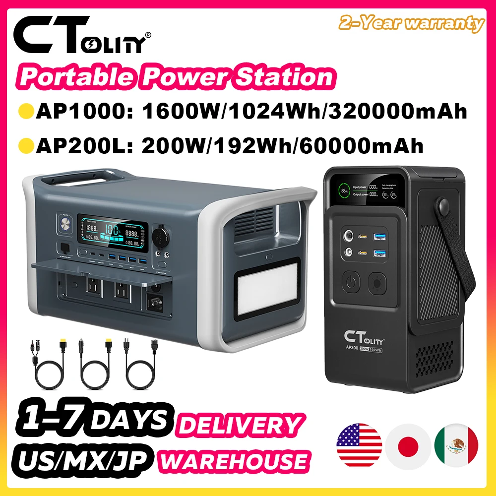 CTOLITY 1024Wh Portable Power Station Solar Generator