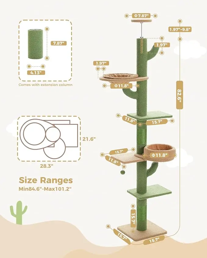 

Tianzhu cactus cat nest cat tree integrated cat scratching board cat toy from hi relief solid wood cat climbing frame