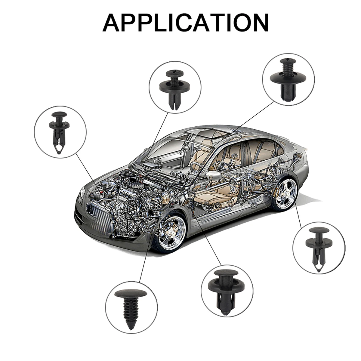 190 szt. Zapięcia samochodowe 6 rozmiarów plastikowe zestaw łączników dekoracja do samochodu zacisk panelowy hybrydowe zderzak zestaw nitów