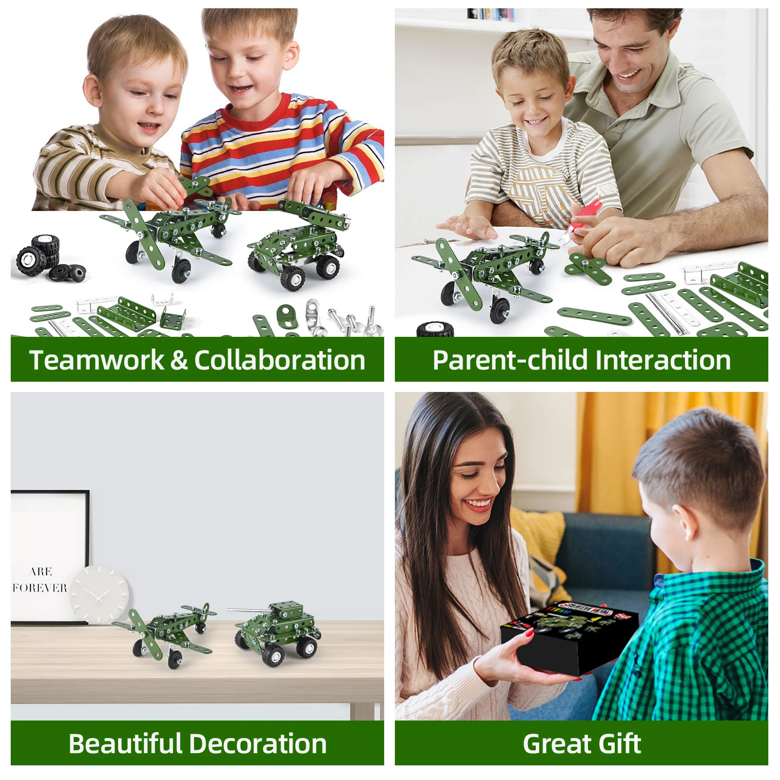 166pieces Metal assembly aircraft blocks with screws and nuts diy building block screwing model toys children boys gift view 4