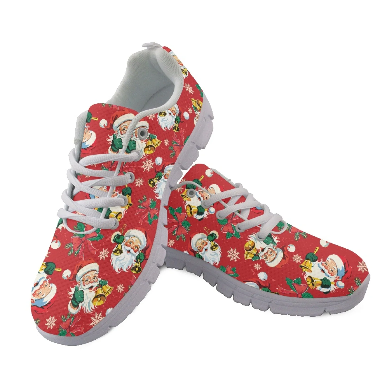 Coloranimal Santa Snowflake New Trend Tennis Sneakers Mens Sports Tennis Shoes Lace Up Athletic Sneaker for Womens