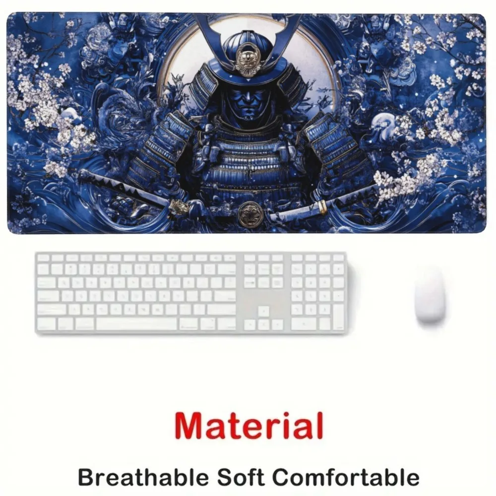 Multi-functional mouse pad - Samurai pattern, armor and wave shield design, sturdy and non-slip alfombrillas para escritorio