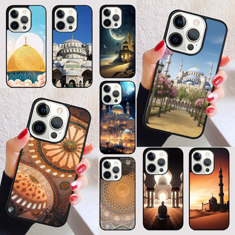 Arabic Muslim Mosque Building cover For iPhone 15 16 13 12 11 14 Pro Max Mini Max SE 2020 7 8 15 16 Plus Phone Case