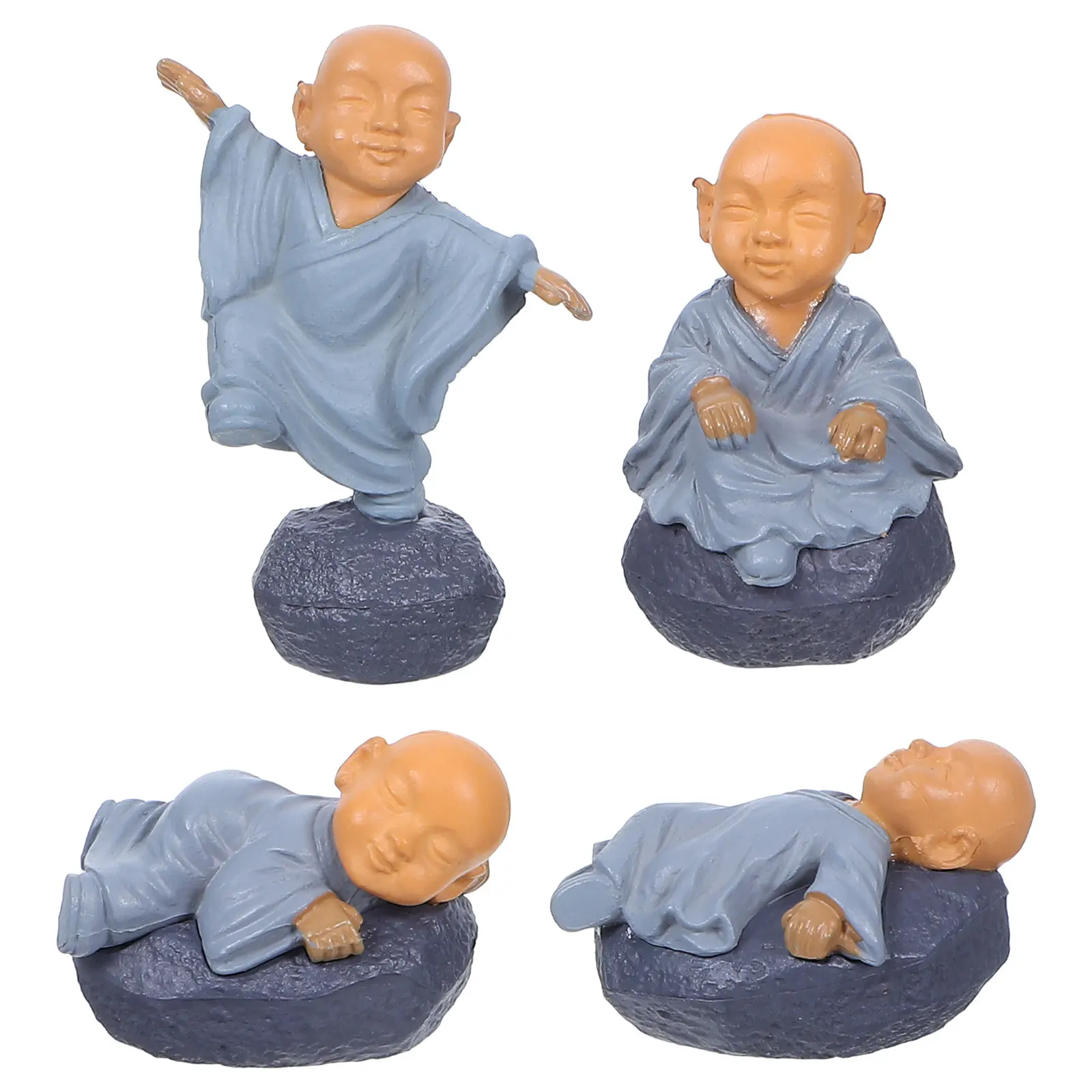 

4 Pcs Resin Figurines Micro L Mini Sculpture Desk Nightst Decor Garden Flower Pot nament Lightweight Portable