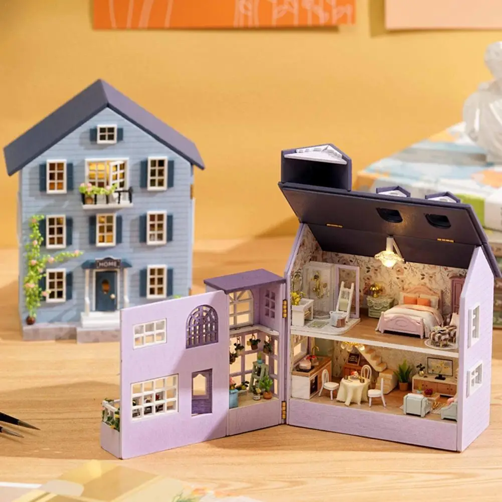 

DIY Wooden Miniature Building Kit Doll Houses With Furniture Light Molan Mini Casa Handmade Toys For Girls Kids Birthday Gifts