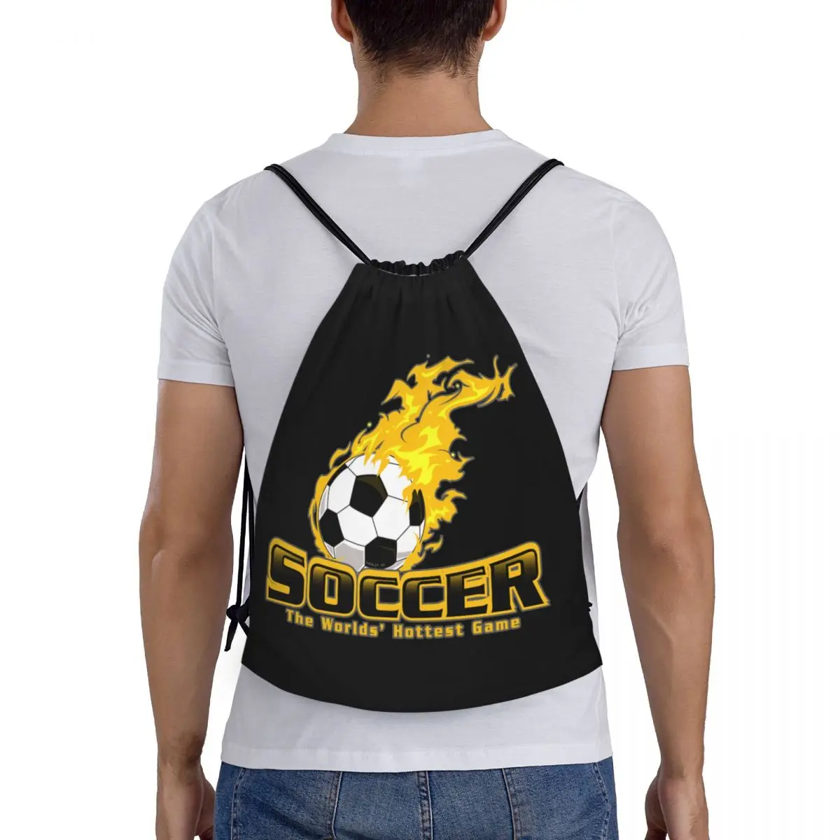 Custom Soccer Worlds Hottest Game Drawstring Bag, Compras Yoga Mochilas, Homens e Mulheres Sports Gym Sackpack