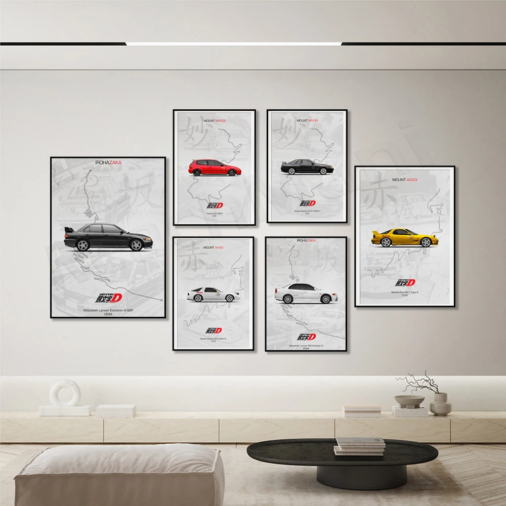 

Initial D Poster Nissan Skyline GT-R R32, Japanese Car Poster Canvas Home Decor Painting Wall Art Prints Cuadros