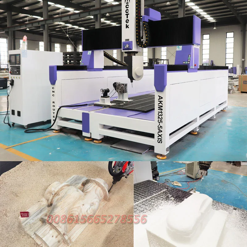 AccTek ATC 1300 * 2500 mm Pianka do drewna 5-osiowe maszyny do rzeźbienia 5-osiowy router CNC 360 stopni na sprzedaż