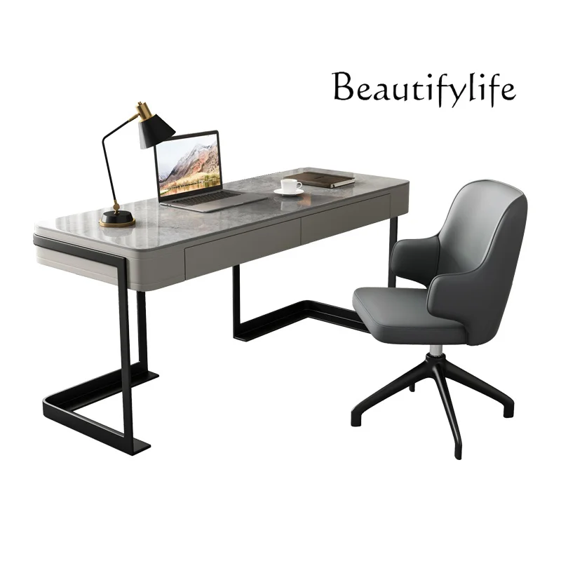 

Italian minimalist rock slab desk and chair combination modern minimalist desk