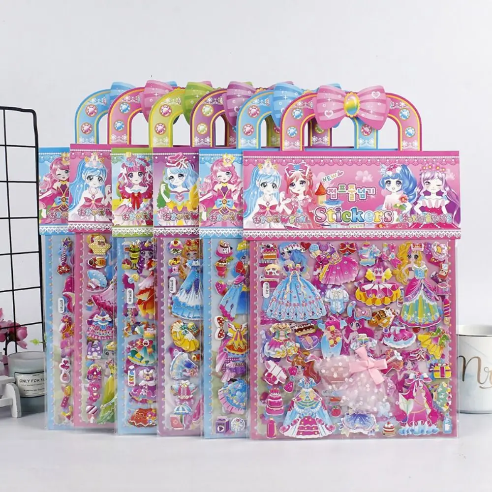 2 Sheets/Bag Stationery Kawaii Stereo Bubble Sticker Cartoon Princess Dress Up 3D Foam Sticker Fun DIY Cute Sticker Children
