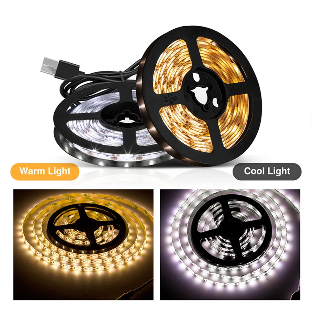 Strisce LED USB DC 5V 2835 bianco bianco caldo LED Strip Light TV sfondo illuminazione nastro Home Decor lampada 1- 5m LED String Light