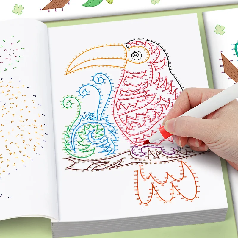 Sketchbook with Dots and Lines, Connecting Patterns Through Dots and Lines, Pen Control Training 32 Color Pages 32 Animal Themes