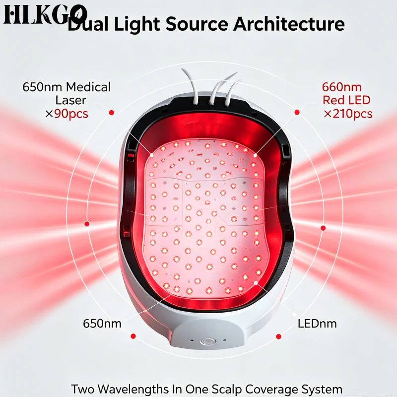 Medical Grade 300 Diodes LLLT Laser Hair Regrowth Cap 650nm Red Light Helmet for Female Male Pattern Baldness Treatment