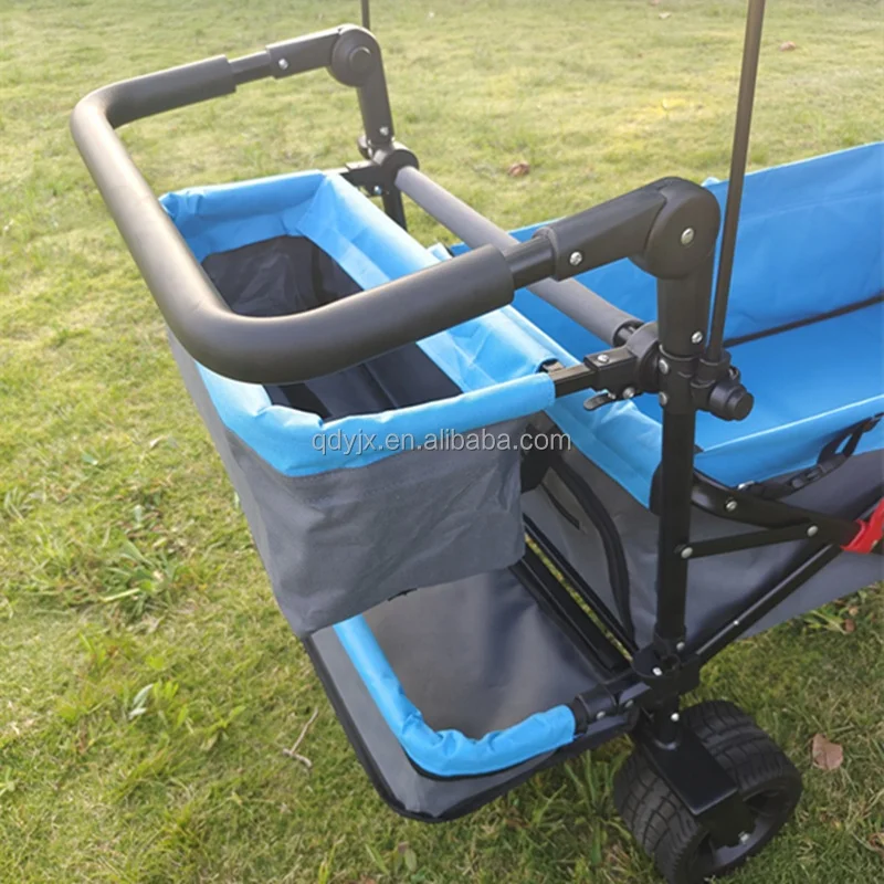 Vagão dobrável para crianças com dossel removível, carrinho de transporte dobrável versátil para passeios familiares