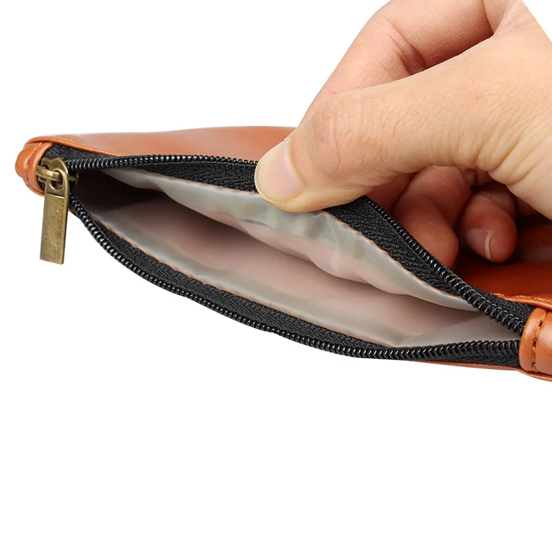 Smell Proof Water Proof Tobacco Pouch Portable Leather Handmade Tobacco Pipe Pouch with Zip