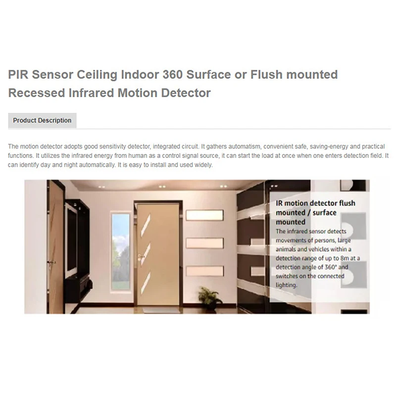 AC 220V-240V LED PIR Infrared Motion Sensor Ceiling Embedded Dual Induction Switch For Lighting