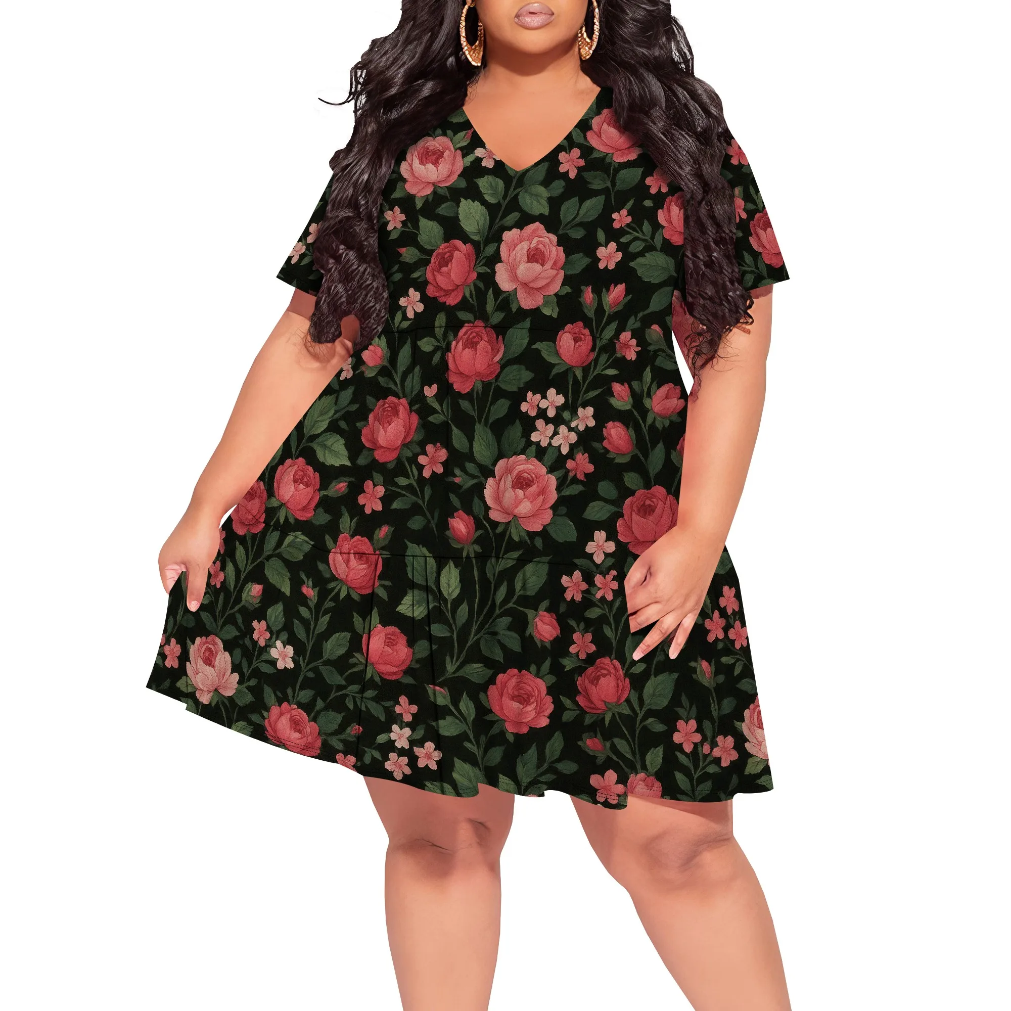

Women's Plus Size Summer Dresses Floral Print Midi Dresses Flowy Sundresses