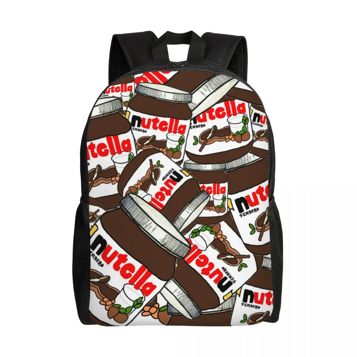 

Custom Chocolate N-Nutellas Laptop Backpack Women Men Casual Bookbag for College School Students Classical Collag Italy Bag