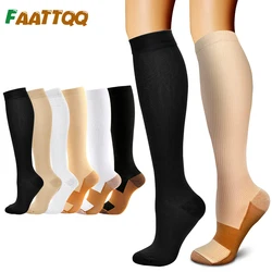 FAATTQQ 1Pair Compression Socks for Men & Women 15-20mmHg-Graduated Supports Socks for Soccer Travel Hiking Running Nurses