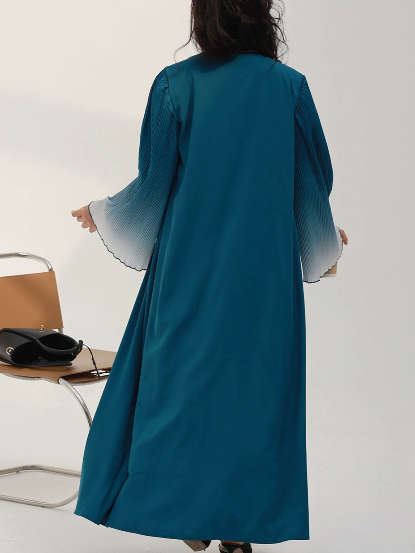 Abaya musulmane à manches évasées pour femmes, abayas arabes décontractées, caftans turcs, robes maxi islamiques, jilbabs du moyen-orient, devant ouvert élégant
