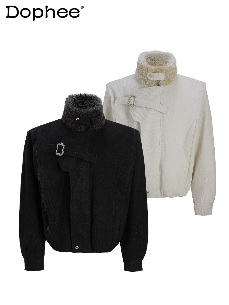 

Men's 2025 Winter New Warm Jackets Men's Stand Collar Faux Fur Collar Chic Parkas Solid Color Long Sleeve Thickened Parkas Coats