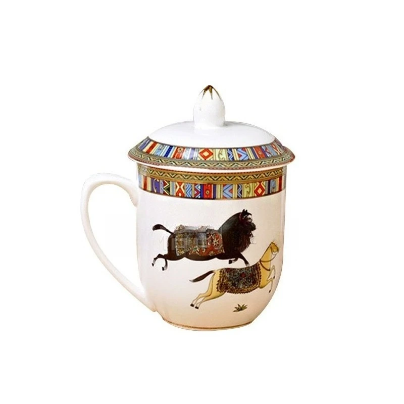 

European retro style breakfast coffee cup, ceramic covered office mug