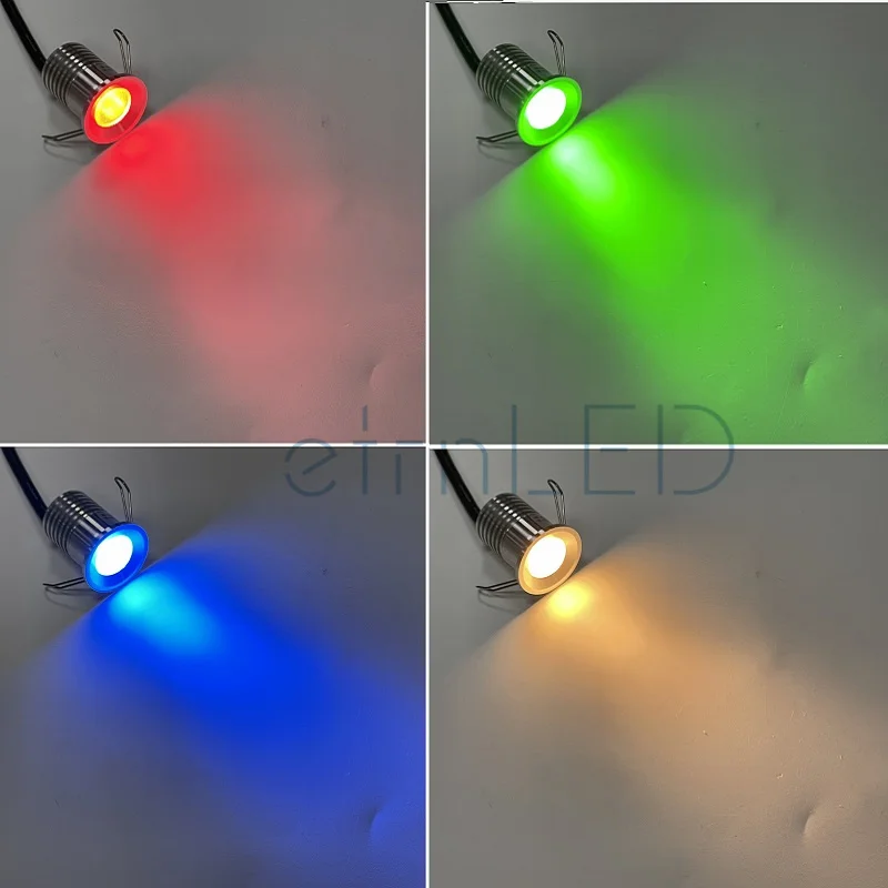 etrnLED RGB Waterproof Sauna Light Temperature Proof Multicolor 12V Mini Spotlight Outdoor Ceiling Dimmable Led Spot Bathroom 3W