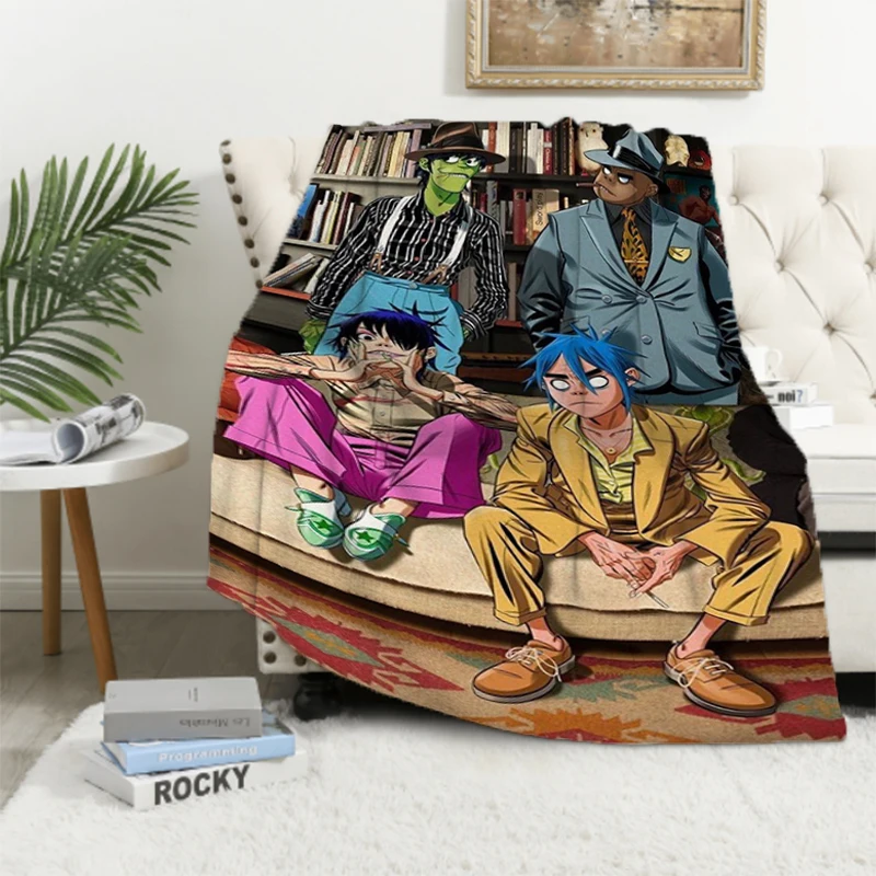 

Gorillaz Cushion Blanket Fluffy Bed Blankets for Decorative Sofa King Lid Microfiber Bedding Knee Fleece Soft Nap & Throws Thick