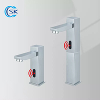 High Short Chrome Smart Sensor Bathroom Basin Faucet.Automatic Infrared Sensing Cold Hot Water Mixer Tap.Touchless Sink Taps.